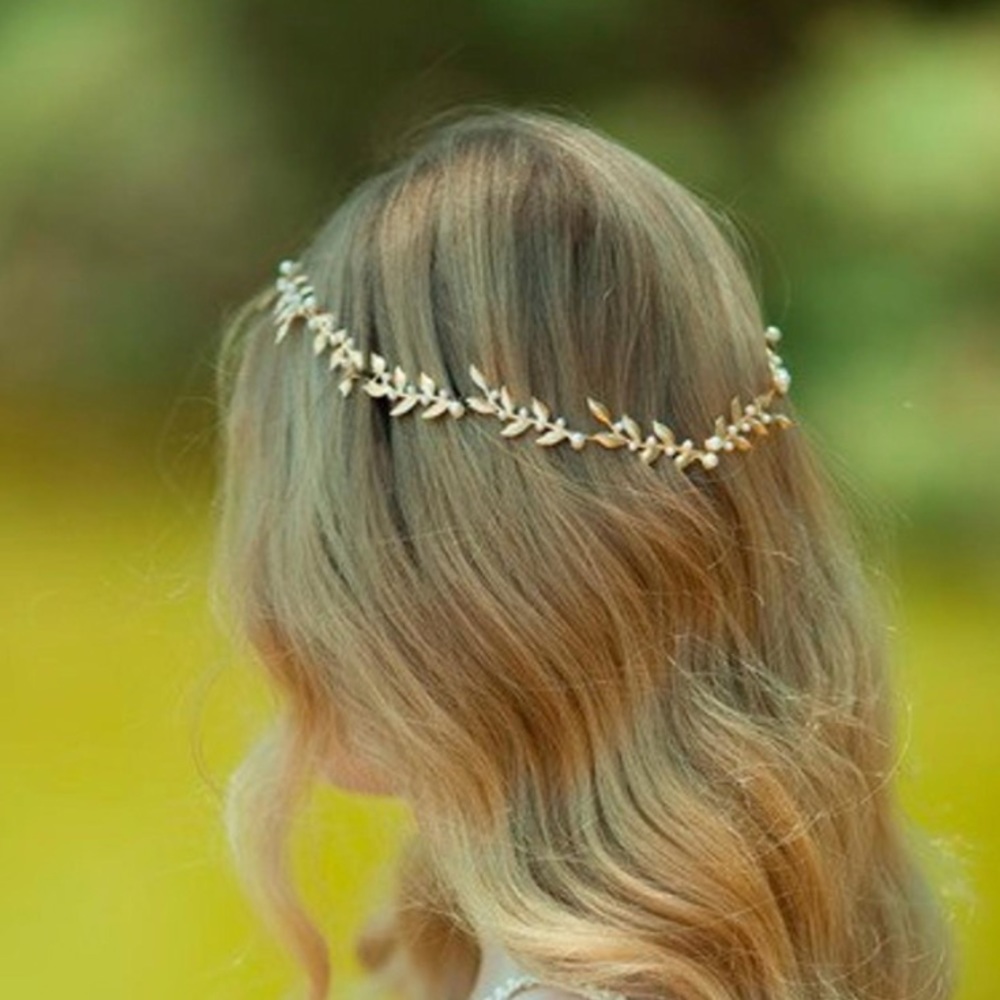 Ayajewellery gold leaf hair wreath/crown